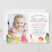 ポップに遊びに来て | アイスポップの子供の誕生日パーティーの写真 招待状 (正面)