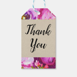 ポップのピンクパープル金ゴールドモダンフローラ ギフトタグ