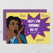 ポップアートのおもしろいな第50誕生会 招待状 (正面/裏面)