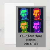 ポップアートのアブラハム・リンカーン４ 招待状 (正面/裏面)