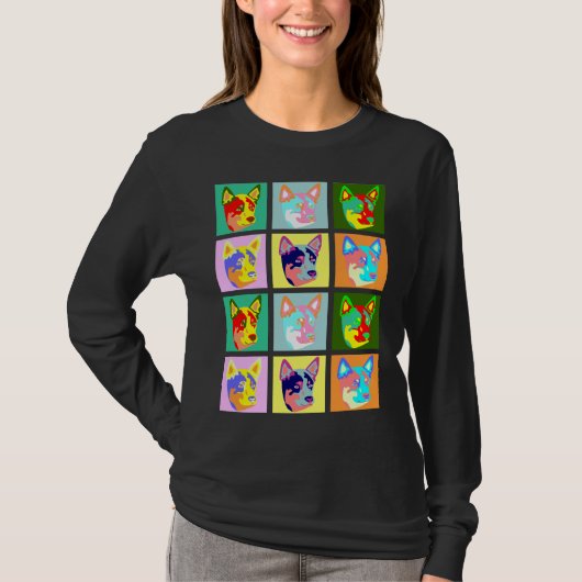 ポップアートのオーストラリアの牛犬 Tシャツ (正面)