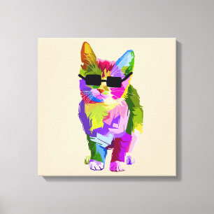 ポップアートのカッコいい猫の子猫猫の芸術 キャンバスプリント