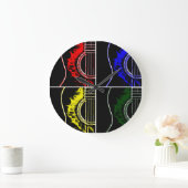 ポップアートのギター ラージ壁時計 (ホーム)