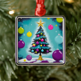 ポップアートのクリスマスの飴のような色のオーナメント メタルオーナメント