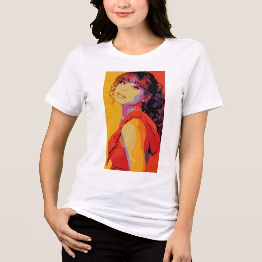 ポップアートのクールな女性 トライブレンドTシャツ (正面)