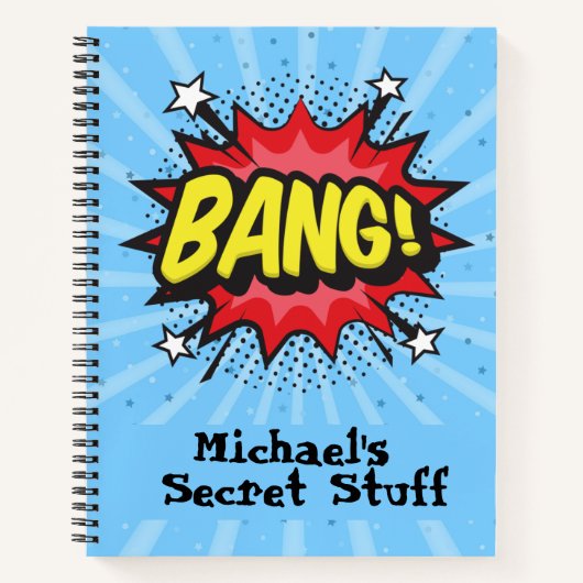 ポップアートのコミックスタイルのカスタマイズ可能なノート ノートブック (正面)