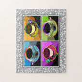 ポップアートのコーヒーカップのパズル ジグソーパズル (縦)