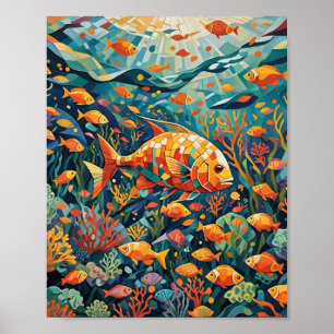 ポップアートのサンゴ礁の魚 ポスター