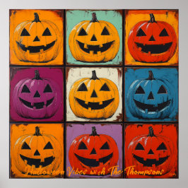 ポップアートのジャック・オ・ランタン・グリッド ハロウィン ウォールアート
