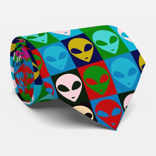 ポップアートのスタイルの宇宙人は首のタイの先頭に立ちます ネクタイ (ロール)