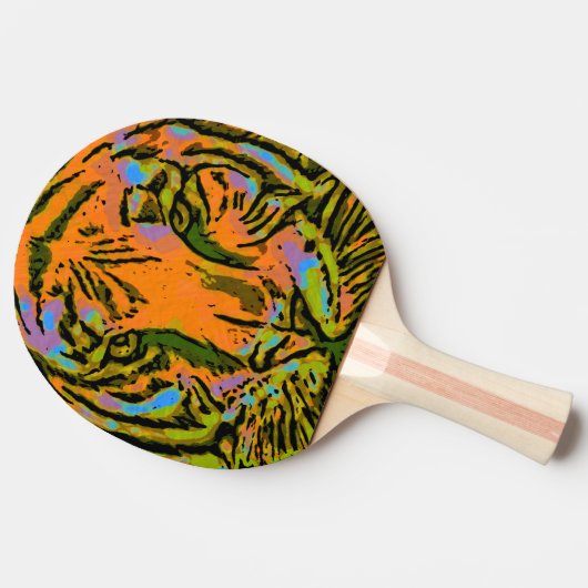 ポップアートのトラの頭部 + あなたのbackgr。 及びアイディア 卓球ラケット (横)