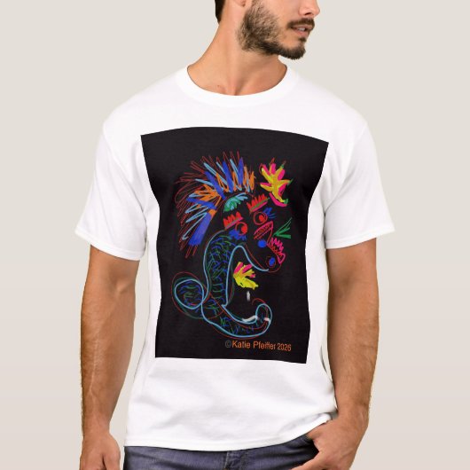 ポップアートのドラゴン Tシャツ (正面)