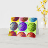 ポップアートのバスケットボール カード (黄色い花)