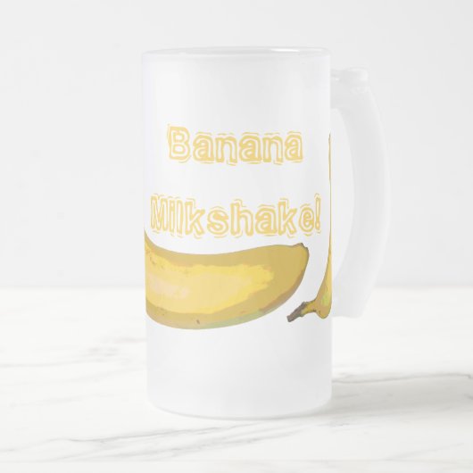 ポップアートのバナナのミルクセーキガラスのマグ フロストグラスビールジョッキ (正面右)