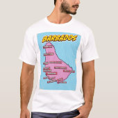 ポップアートのバルバドス地図 Tシャツ (正面)