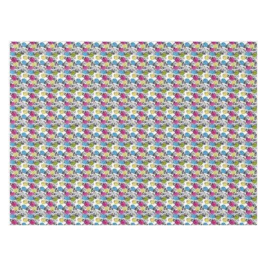 ポップアートのパイナップルおよびシュロの葉2 テーブルクロス (正面(横))