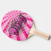 ポップアートのパーソナライズな喜劇的なスタイルのピンクの丁の英雄 卓球ラケット (横)