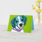 ポップアートのビーグル犬の子犬 カード (黄色い花)