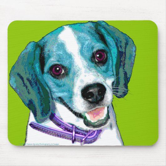 ポップアートのビーグル犬の子犬 マウスパッド (正面)
