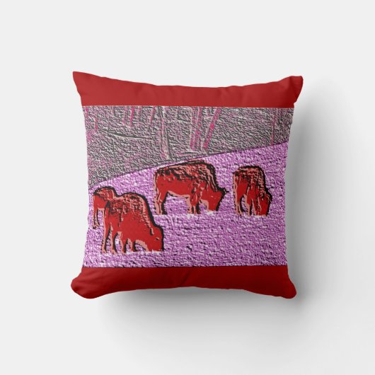 ポップアートのピンクのバッファロー クッション (正面)
