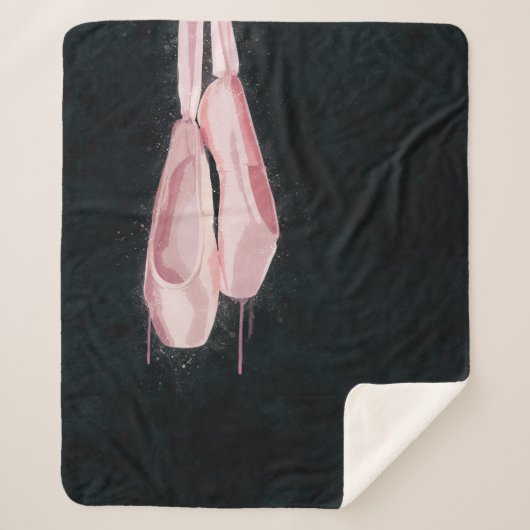 ポップアートのピンクのバレエシューズ シェルパブランケット (正面)