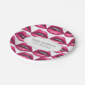 ポップアートのピンクの唇の化粧 ペーパープレート (アングル)