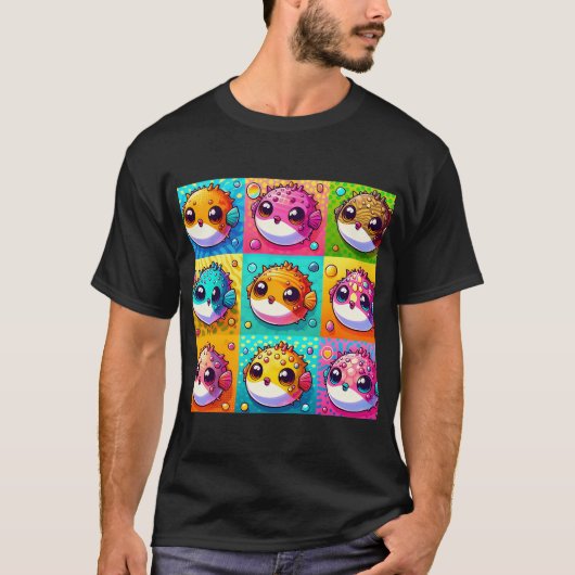 ポップアートのフグ Tシャツ (正面)