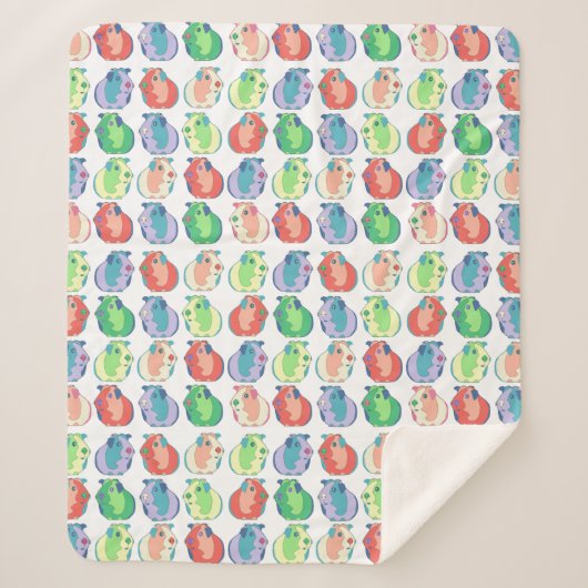 ポップアートのモルモットパターン シェルパブランケット (正面)