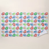 ポップアートのモルモットパターン ビーチタオル (正面)