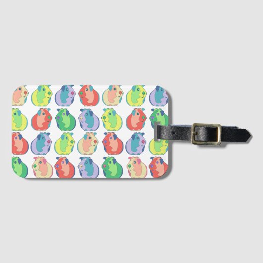 ポップアートのモルモットパターン ラゲッジタグ (正面横)