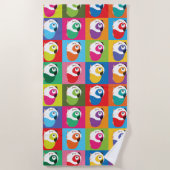 ポップアートのモルモット ビーチタオル (正面)