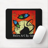 ポップアートのレトロの黒猫のマウスパッド マウスパッド (マウス)