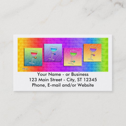 ポップアートのワインの名刺(横の) 名刺 (正面)