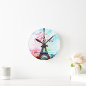 ポップアートのヴィンテージのエッフェル塔 ラウンド壁時計 (ホーム)