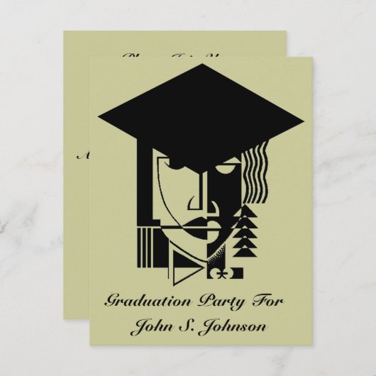 ポップアートの卒業のパーティの招待状の卒業生の抽象芸術 招待状 (正面/裏面)