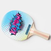 ポップアートの喜劇的なスタイルのスーパーヒーローのKa捕虜! パーソナライズ 卓球ラケット (横)