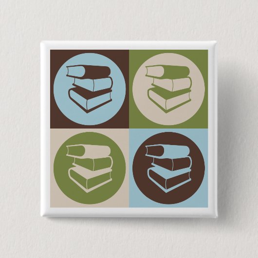 ポップアートの図書館の仕事 缶バッジ (正面)