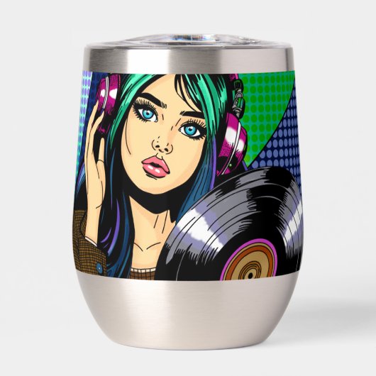 ポップアートの女性とレコード (正面)