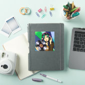 ポップアートの女性とレコード シール (iPadカバー)