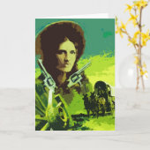 ポップアートの女性のカーボーイの挨拶状 カード (黄色い花)