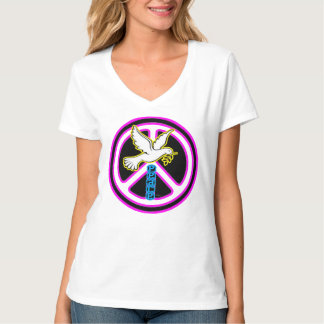 ポップアートの平和の鳩シンボル Tシャツ