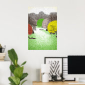 ポップアートの木立の壁画 川の風景 ポスター (ホームオフィス)