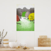 ポップアートの木立の壁画 川の風景 ポスター (キッチン)