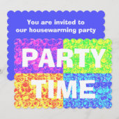 ポップアートの梱包材で作った新築祝いパーティーの招待状 招待状 (正面/裏面)