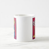 ポップアートの犬が楽器を演奏するレトロコミック コーヒーマグカップ (中央)