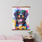 ポップアートの犬 吊り下げ型タペストリー (寝室)