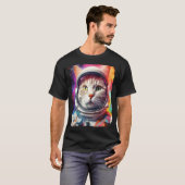 ポップアートの白猫宇宙探検 Tシャツ (正面フル)
