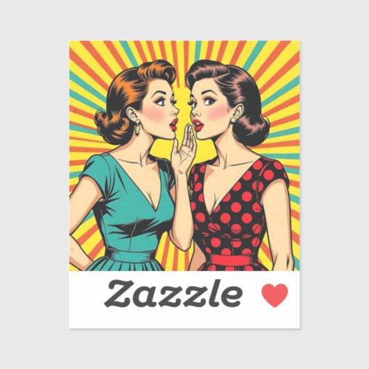 ポップアートの秘密の話をする2人の女性 シール (シート)