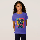 ポップアートの笑顔 - 幸せな犬の力 Tシャツ (正面フル)