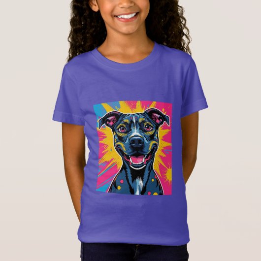 ポップアートの笑顔 - 幸せな犬の力 Tシャツ (正面)